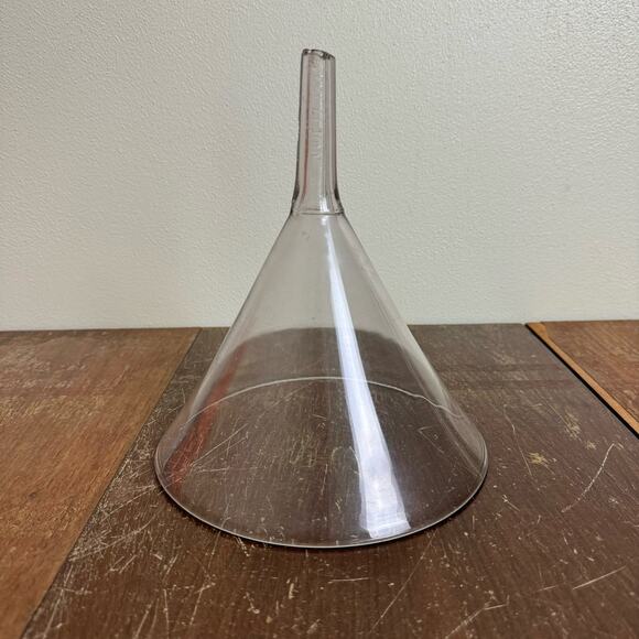 Antique Hand Blown Clear Glass Funnel Pat June 17 1884 Science Biology Chemistry - Picture 12 of 12